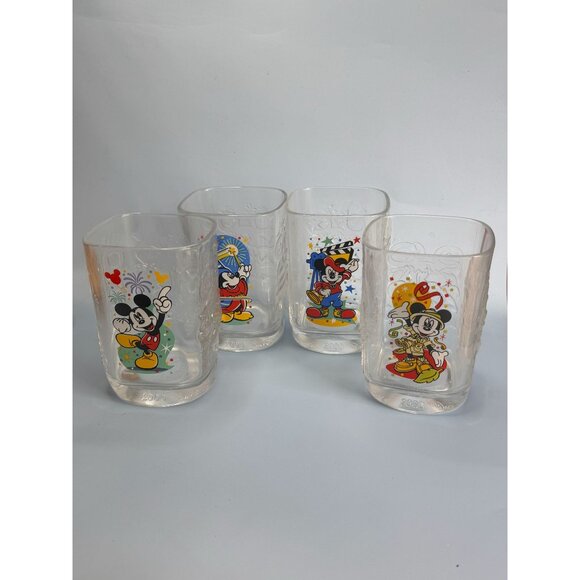 Walt Disney World 2000 millenium Mickey Mouse Collectible Glass Tumblers Set Of - Picture 3 of 9